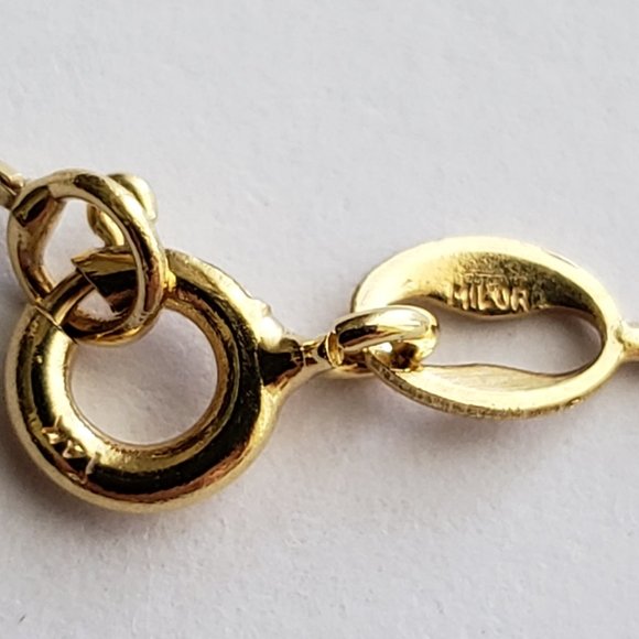 **SOLD**Vintage 14k Gold Diamond Cut Barrel Beaded Station Chain Necklace 32" - Picture 5 of 7